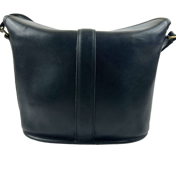 Coach Vintage Binocular Crossbody Bag Leather Unique Fold Over Top Pull Black - Picture 8 of 16